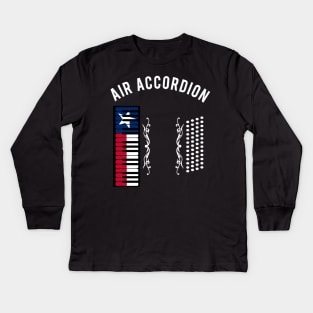 Texas Flag Air Accordion Clothing | Tejano Gift | Mexican Kids Long Sleeve T-Shirt